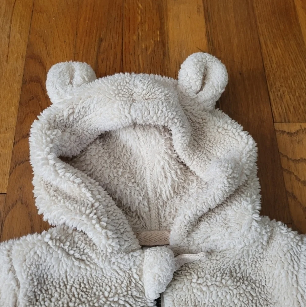 Hanna Andersson Baby 0-3 Months Marshmallow Fleece Jacket Ivory Color Hooded Ear